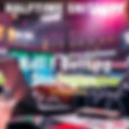 A person analyzing halftime betting options with a laptop and sports charts, ready to make strategic wagers.