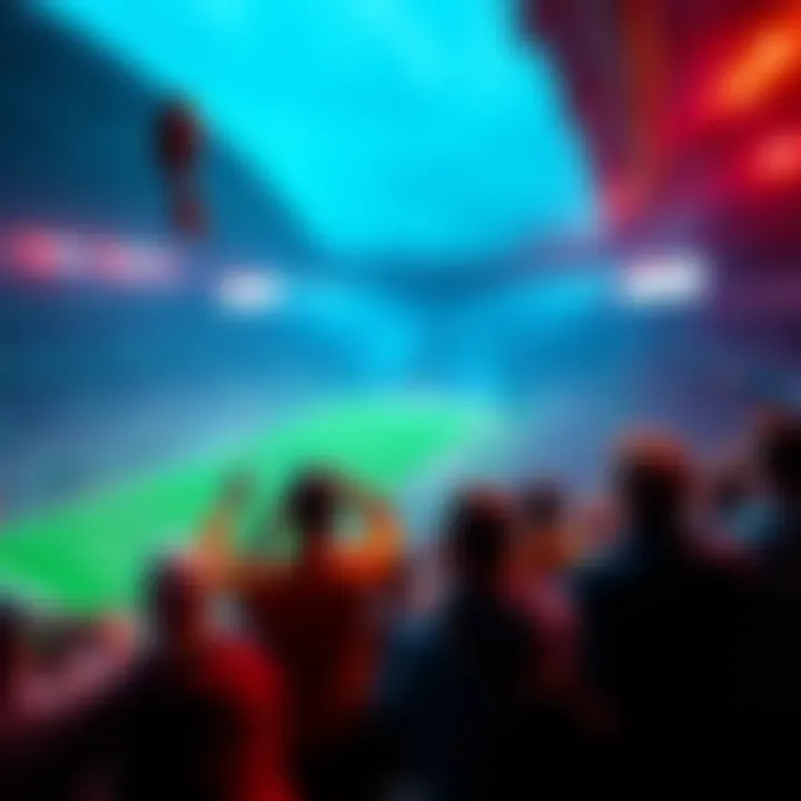 A football game with fans watching the halftime show, showing excitement around betting options