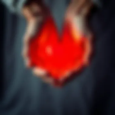 Hands holding a heart symbol A pair of hands gently holding a heart symbol, representing the struggle with pain and the importance of care