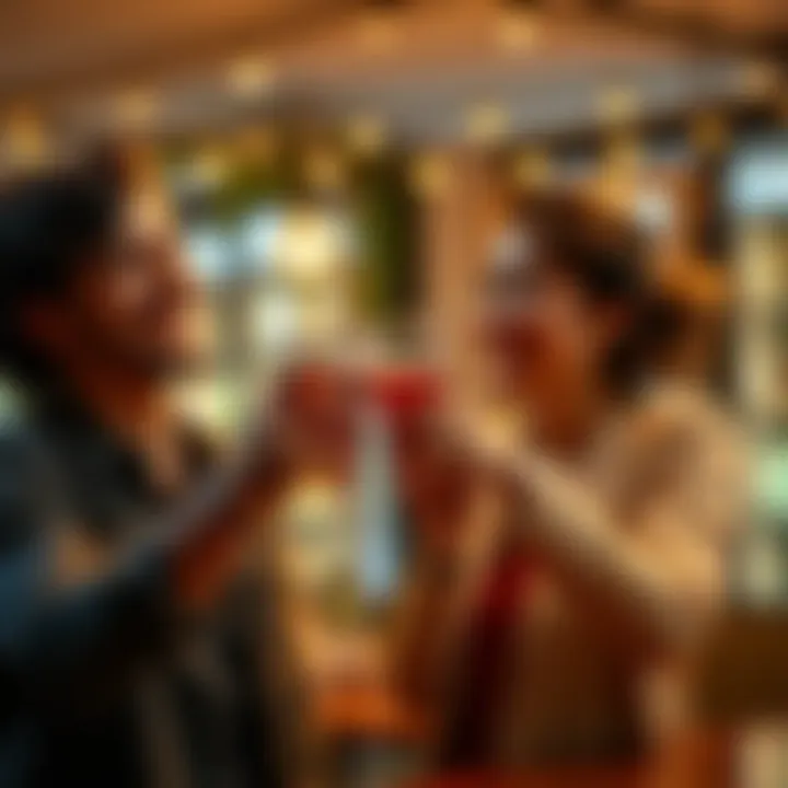 Happy Couple Celebrating A joyful couple raising their glasses in a toast, celebrating small wins together.