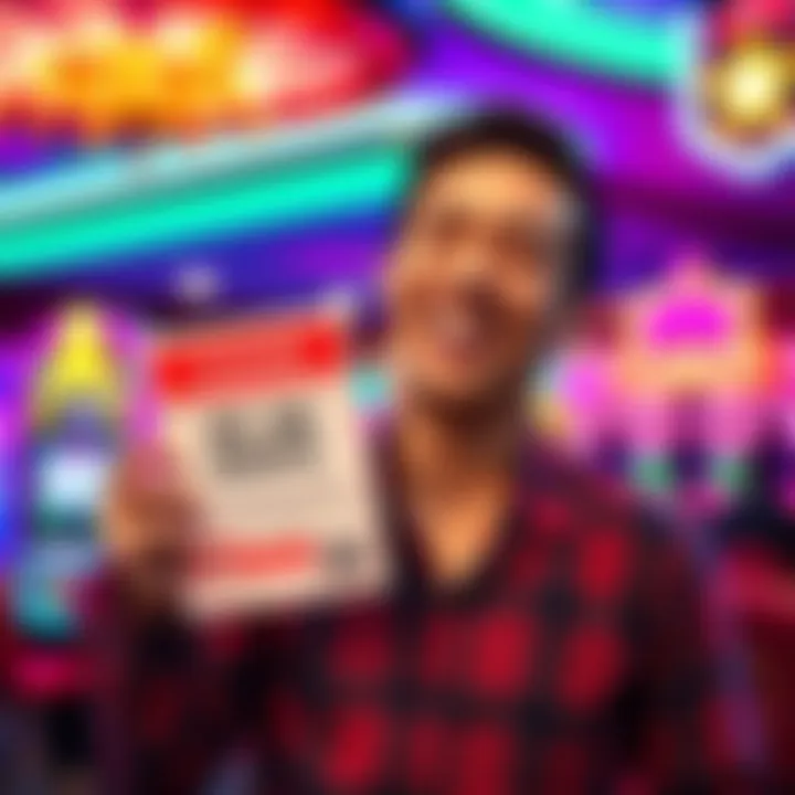 A person joyfully holding a notice that bans them from entering a casino, smiling with relief and freedom