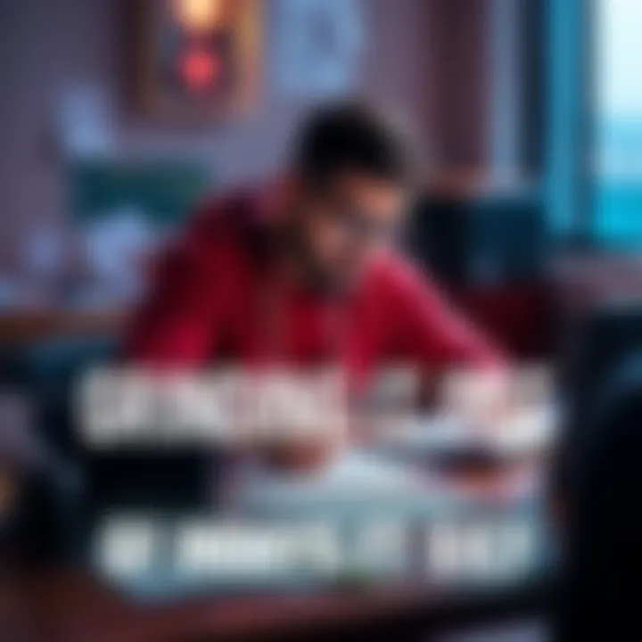Individual focused on their work, surrounded by notes and a laptop, representing daily hustle