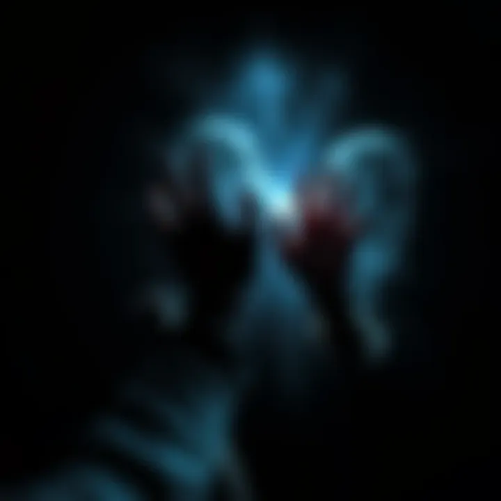 A person reaching out in the dark, expressing deep emotions and longing for connection, surrounded by shadows.