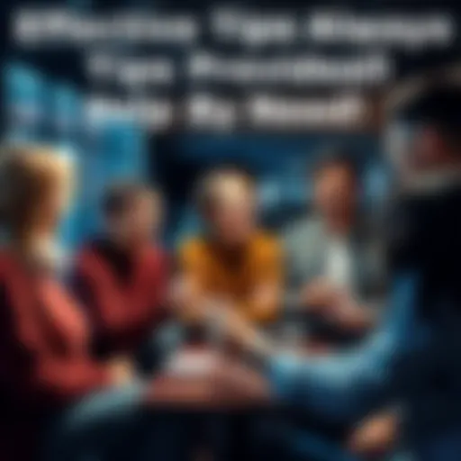 Helpful tips for overcoming challenges A group of diverse people sharing tips and advice in a supportive setting, demonstrating teamwork and encouragement