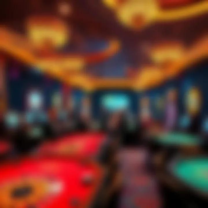 High Roller Casino Experience A luxurious casino floor filled with high-stakes tables and glamorous players enjoying VIP treatment