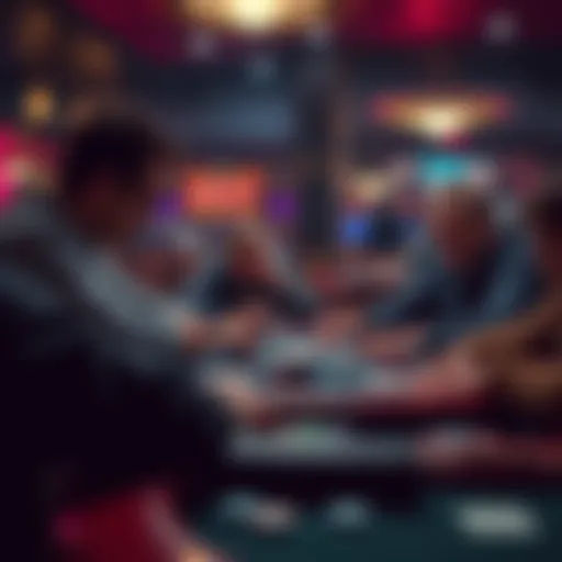 Players engaged in a tense poker game at Crusty 27 SD, focusing on their cards and chips.