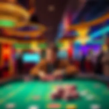 A player enjoying a thrilling game at a high limit table in Caesars, surrounded by colorful chips and focused dealers.