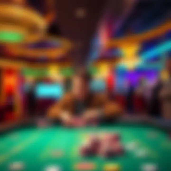 A player enjoying a thrilling game at a high limit table in Caesars, surrounded by colorful chips and focused dealers.