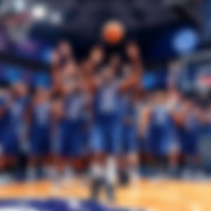 High Point basketball players celebrating a win with fans during March Madness tournament.