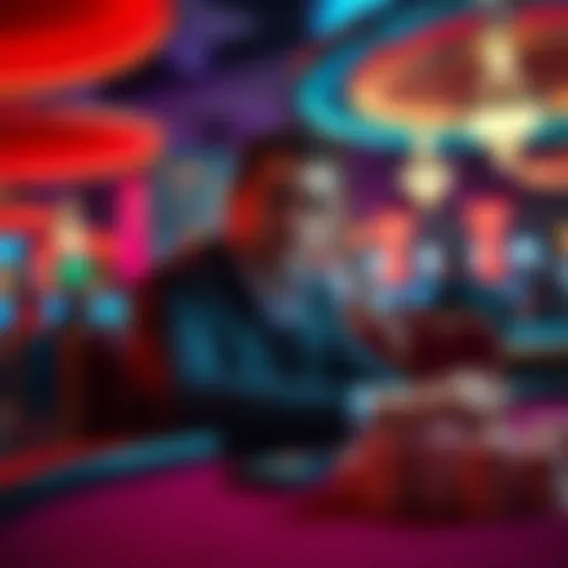 A confident person sitting at a casino table, focused on high-stakes betting with a sense of self-importance