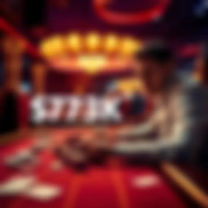 High-stakes gambling scene A person placing a large bet at a casino table, looking anxious and hopeful, surrounded by chips and cards