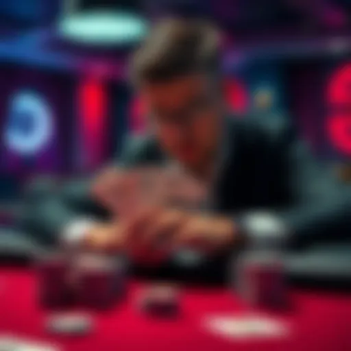 A poker player contemplates a call or fold with pocket Aces at a tense table, cards and chips in play.