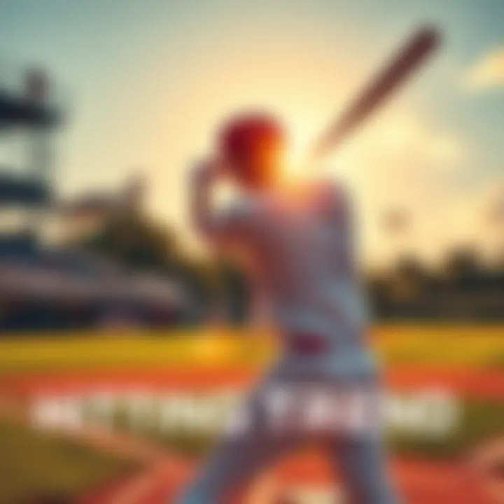 A baseball player demonstrating a new hitting technique on a sunny baseball field