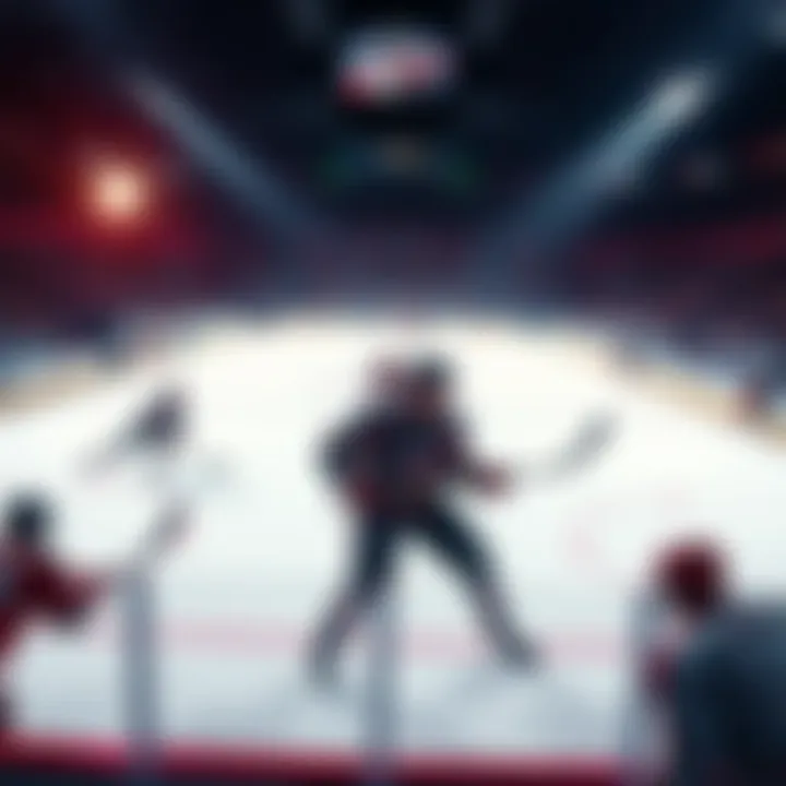 Hockey Betting Tips A hockey game with teams competing, alongside betting odds displayed on a screen