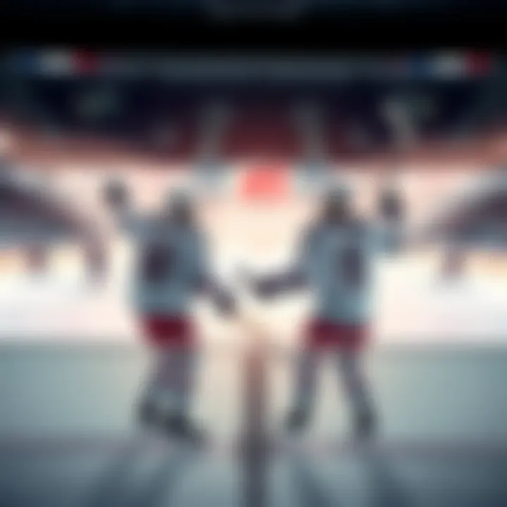 Hockey Players Celebrating Hockey players celebrating a victory on the ice after a winning game