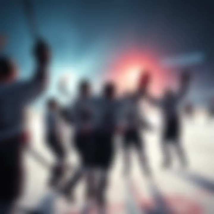 Hockey Players Celebrating Hockey players celebrating a victory on the ice