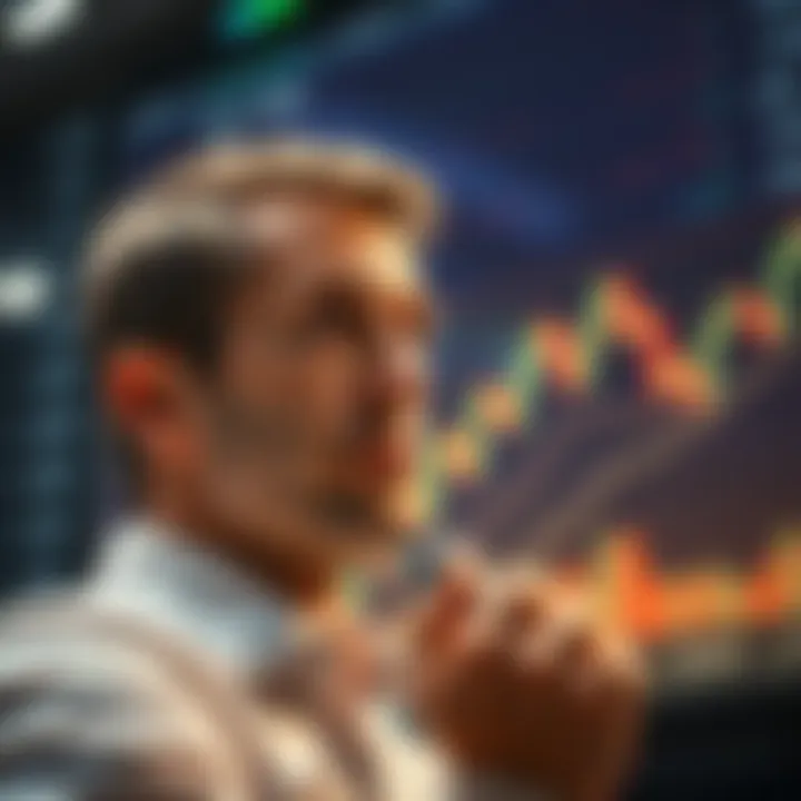 Holding or Selling DKNG Stock Investor contemplating whether to hold or sell DKNG stock shares with a financial chart in the background.