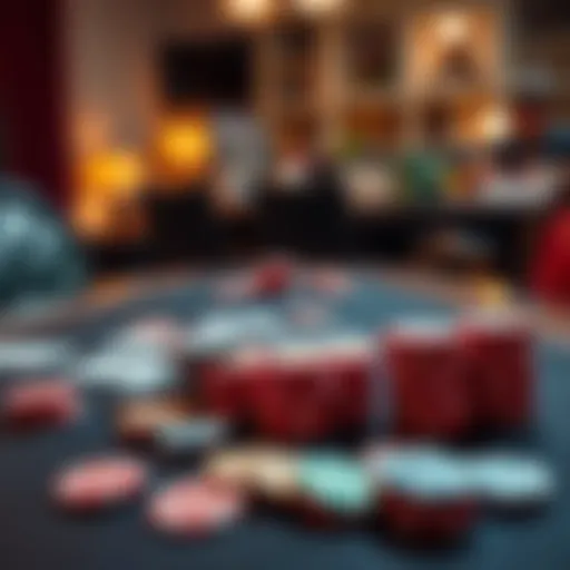 A table set with poker chips and cards for a home game night