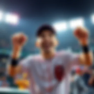 A happy bettor celebrating a win after choosing Paul for a home run bet, with a joyful expression and raised fists.