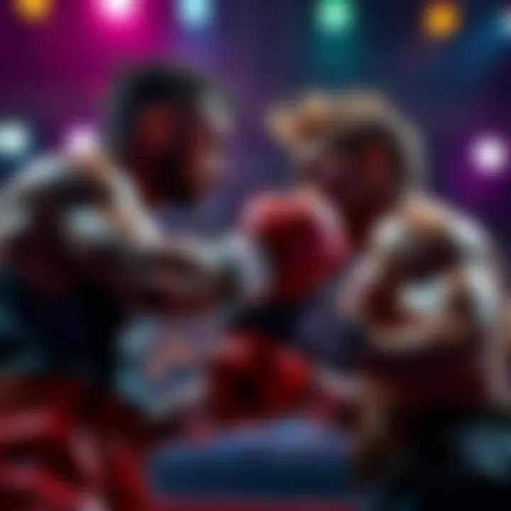 Hooker vs Parnasse Fight Hooker and Parnasse face off in the ring with a tense atmosphere, showcasing their contrasting styles.