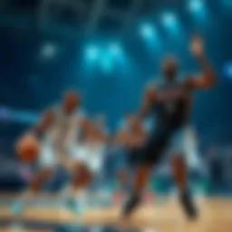 Basketball players from the Hornets and Pelicans competing during a game