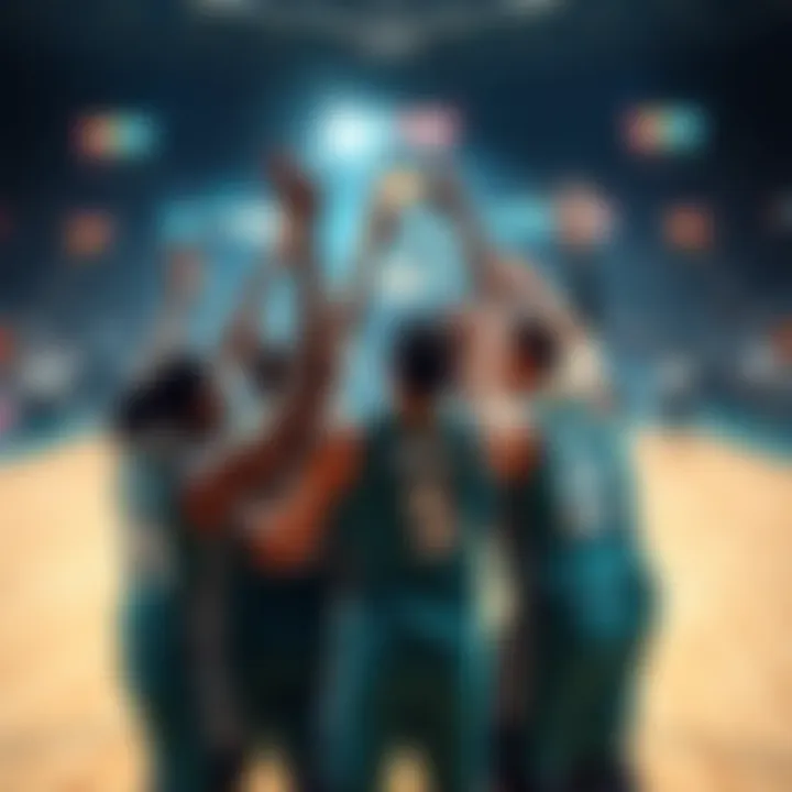 The Ik Hornets players celebrating after a game victory, showcasing teamwork and excitement for their winning streak