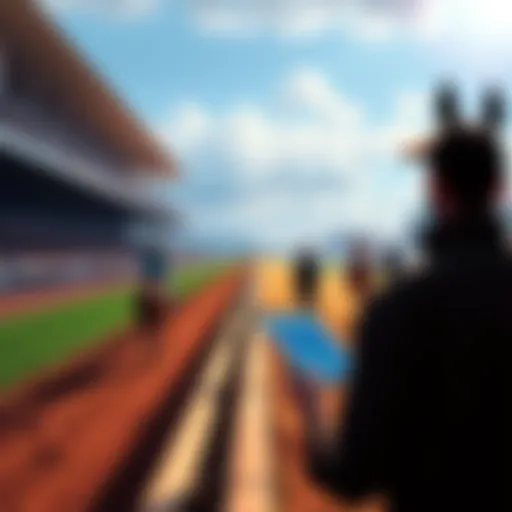 A person studying horses and odds at a racetrack, preparing to change bets just before the race begins.