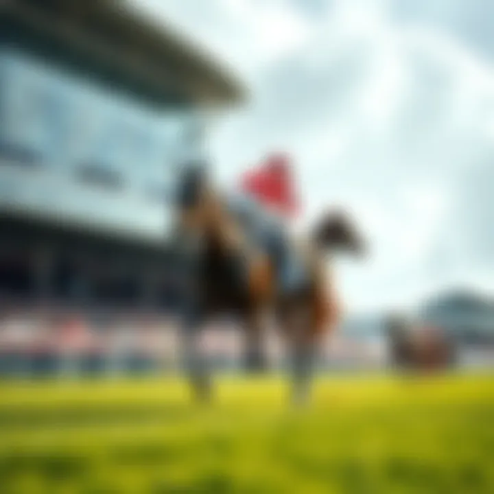 A jockey riding a racehorse on a track with spectators in the background, showcasing excitement in horse racing.