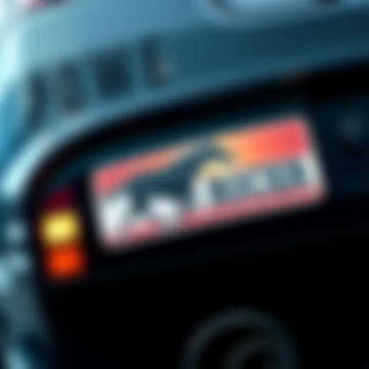 A close-up of a unique bumper sticker featuring a horse racing theme, displayed on a car's rear bumper, surprising fans.
