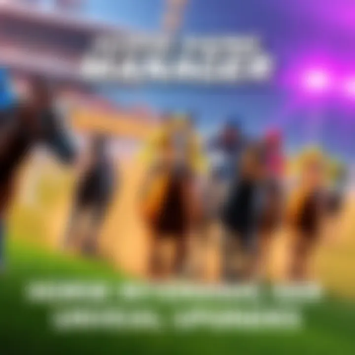 Enhanced graphics and design from the Horse Racing Manager game featuring colorful horses and vibrant racetrack backgrounds