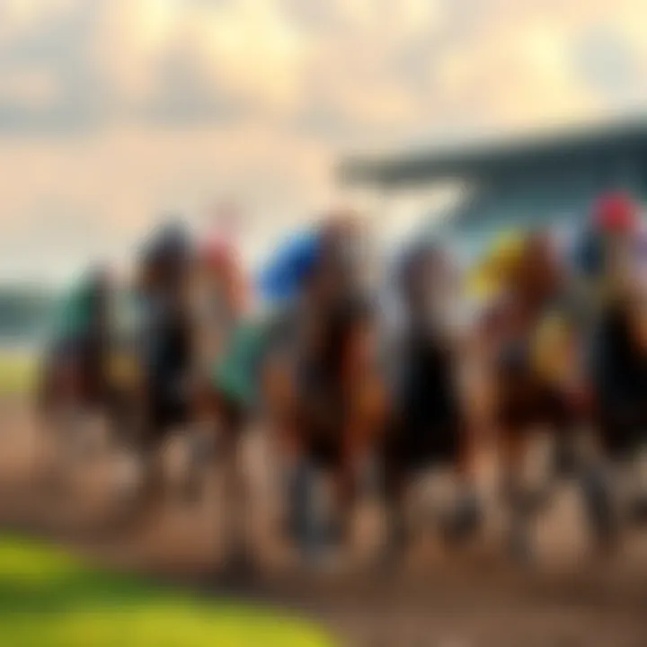 A thrilling scene of thoroughbred horses racing at Gulfstream Park for the Texas Glitter Stakes.