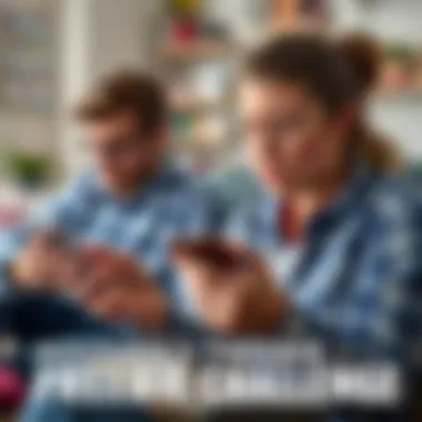 A family member looks frustrated while using a smartphone, with another member in the background also trying to claim a freebie, depicting the challenge of claiming rewards in the same household.