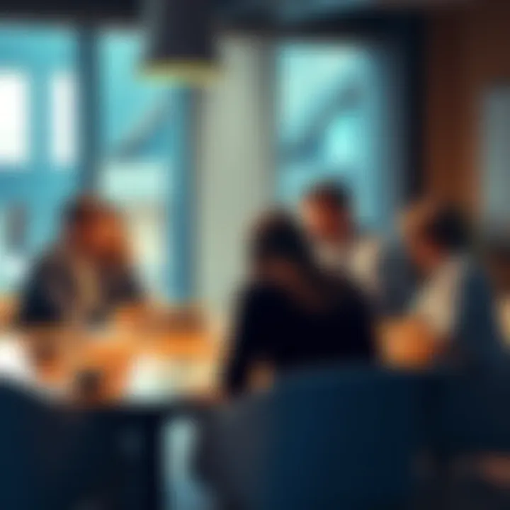 HR professionals discussing strategies A group of HR professionals engaged in a discussion at a conference table, sharing insights and strategies for enhancing workplace dynamics.