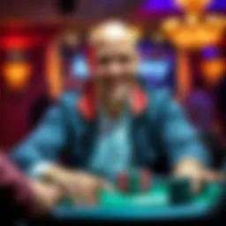 Ian 'Simpioni' Simpson plays poker with a confident smile and his bald head shining under the lights.