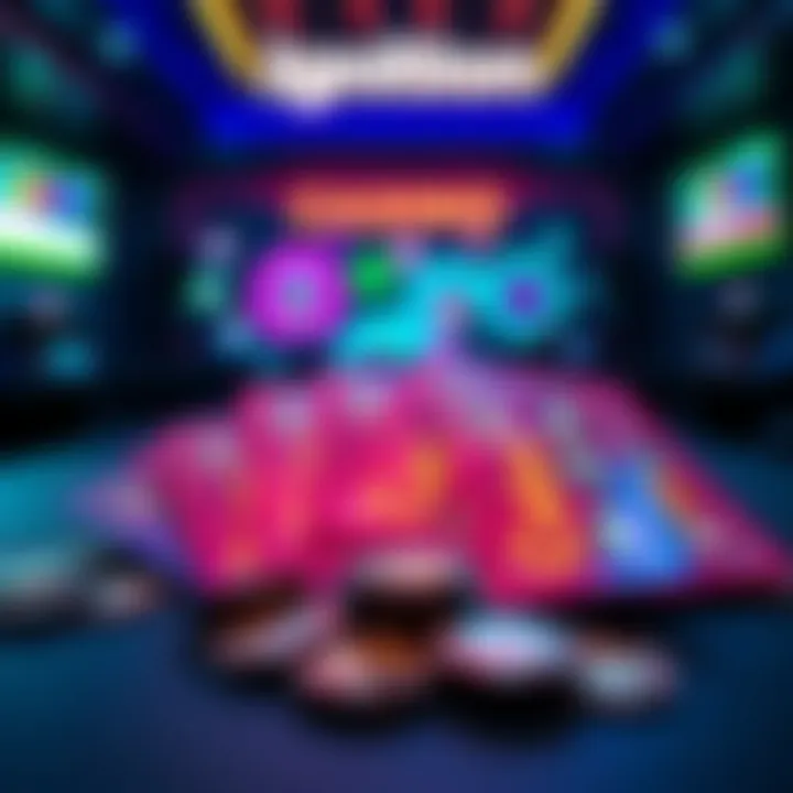 Colorful Ignition Casino Scratcher tickets laid out on a table with coins and chips