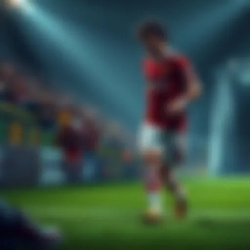 A soccer player with a bandaged leg steps back onto the field amid mixed reactions from fans