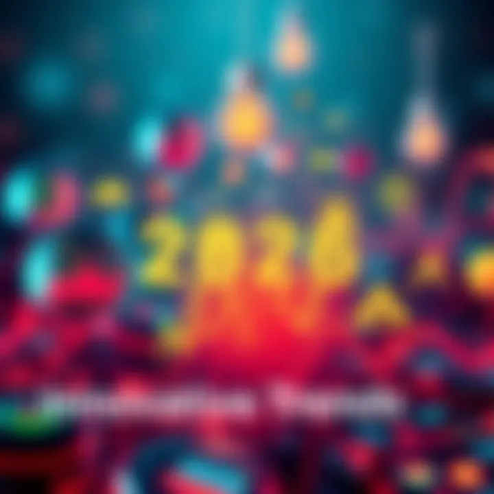 Innovative Trends in 2026 A graphic showing diverse industries like technology, healthcare, and sustainability with symbols representing innovation and growth