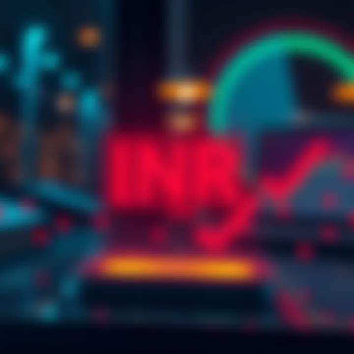 A graphic showing a successful INR deposit transaction on a digital platform with currency symbols and checkmarks.