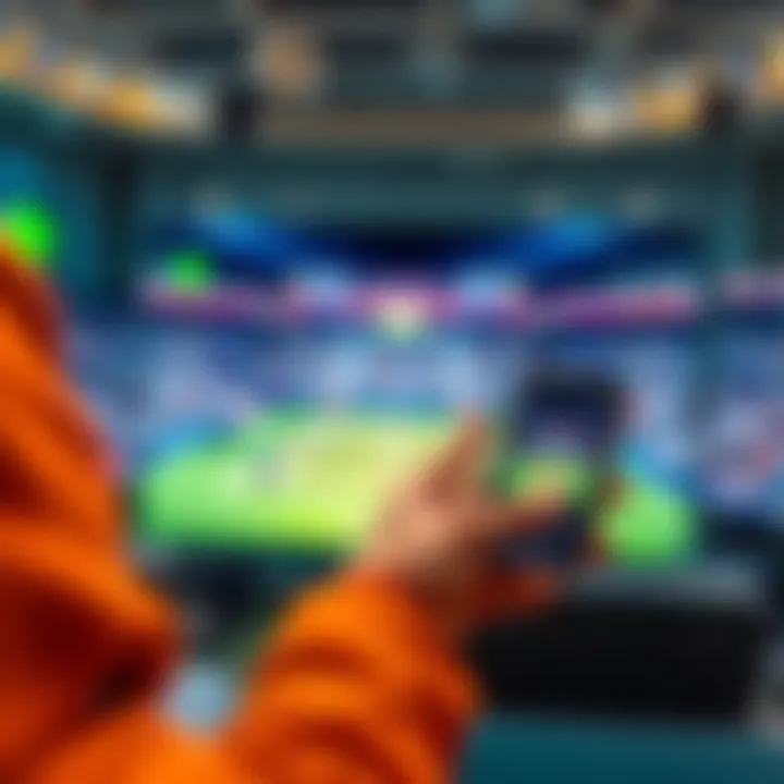 Instant Tennis Betting Scene A person placing a bet on a tennis match on their smartphone while watching the game on a TV in the background.