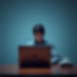 A distressed international student sitting alone with a laptop in front of them, showing signs of anxiety after losing money on a betting app.