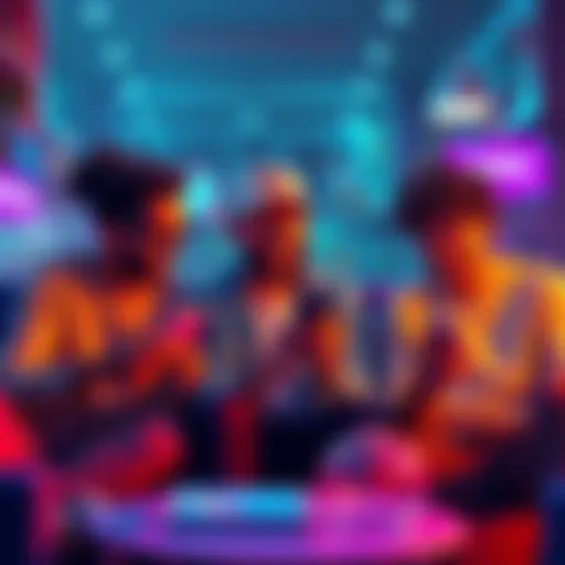 A group of friends chatting online, using slang like 'Lol' and 'Lmao' on their devices.
