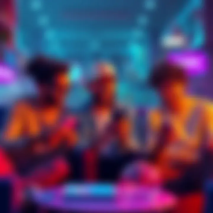 A group of friends chatting online, using slang like 'Lol' and 'Lmao' on their devices.