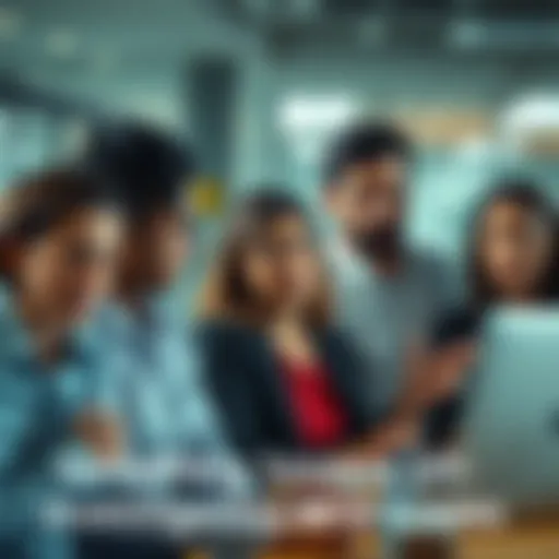 A group of people discussing recent claims with concerned expressions in an office setting.