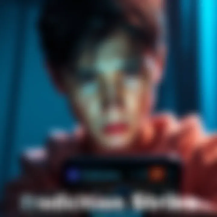 A person looking at a mobile app on their phone with a concerned expression, considering the legitimacy of Prediction Strike.