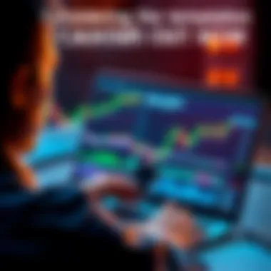 Investment Cash Out Decision A person contemplating investment cashing out while looking at financial graphs and charts on a laptop screen.