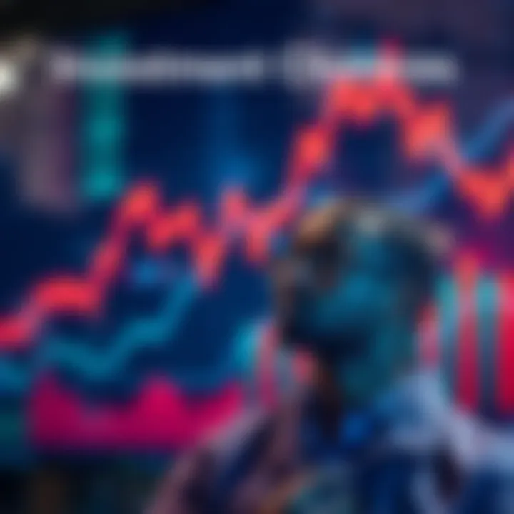 Investment Choices A person contemplating investment decisions with a graph showing rising and falling trends in the background.