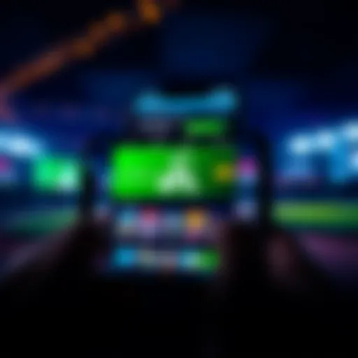 A smartphone displaying popular IPL betting sites with cricket graphics in the background