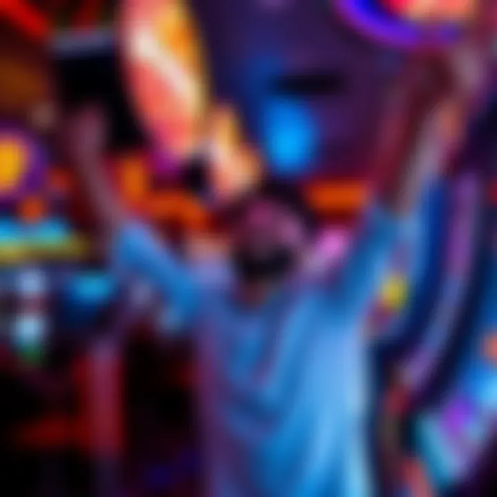 A player celebrating a $1,500 jackpot win on red 7’s slot machine at Hollywood Casino in Greektown, Detroit.