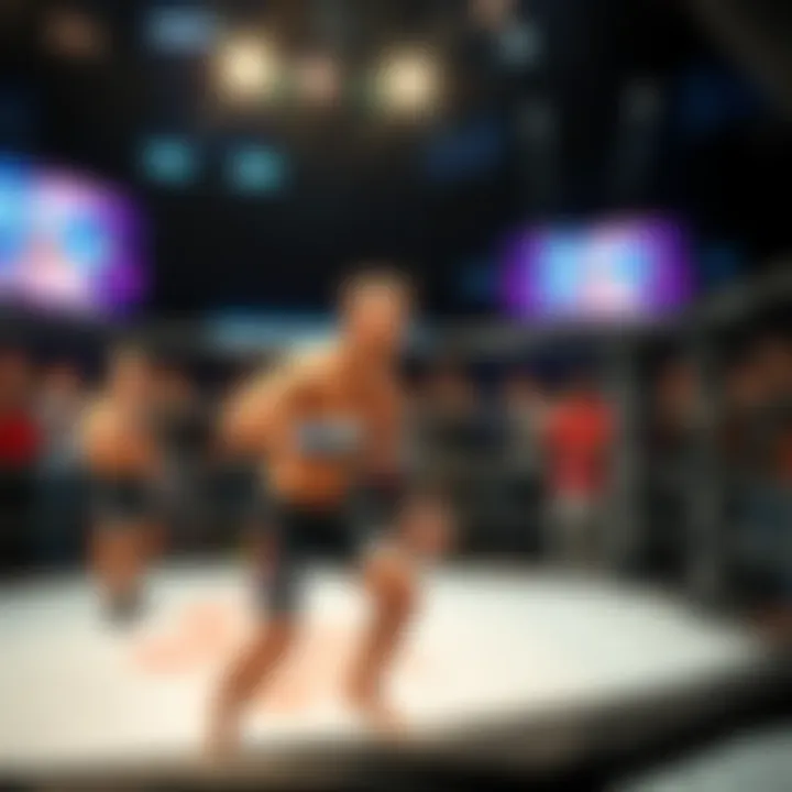 Jailton Almeida fighting in the UFC Octagon with fans reacting in the background