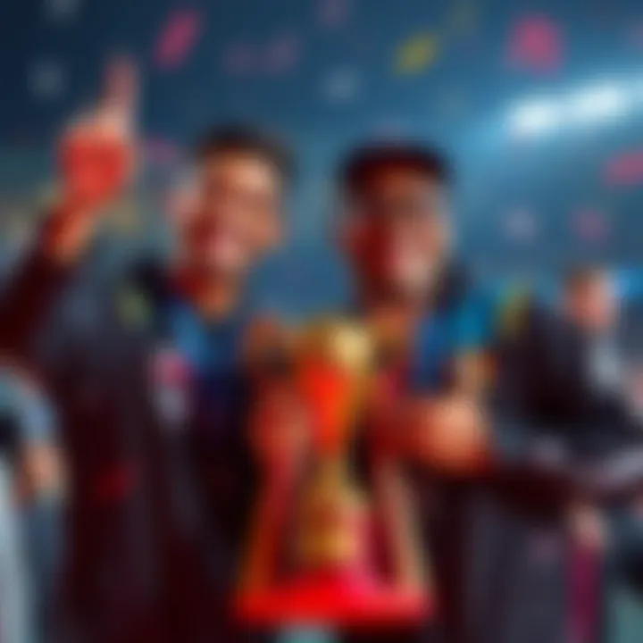 Jake and Demar celebrate a win Jake and Demar smile and hold a trophy after securing a 4x boost victory